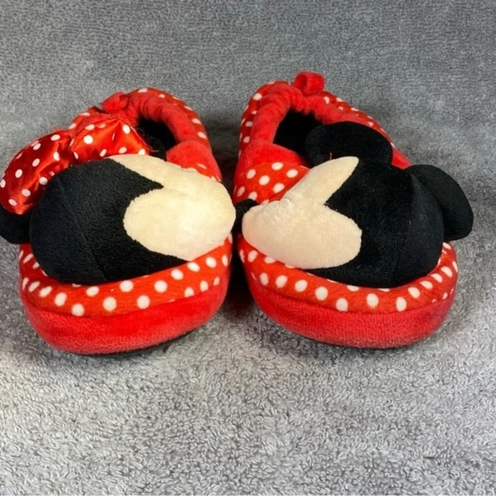 Mickey-Minnie Mouse Slipper kids Size 11-12 Unisex Red-Black‎ Slip On